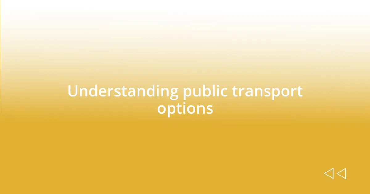 Understanding public transport options