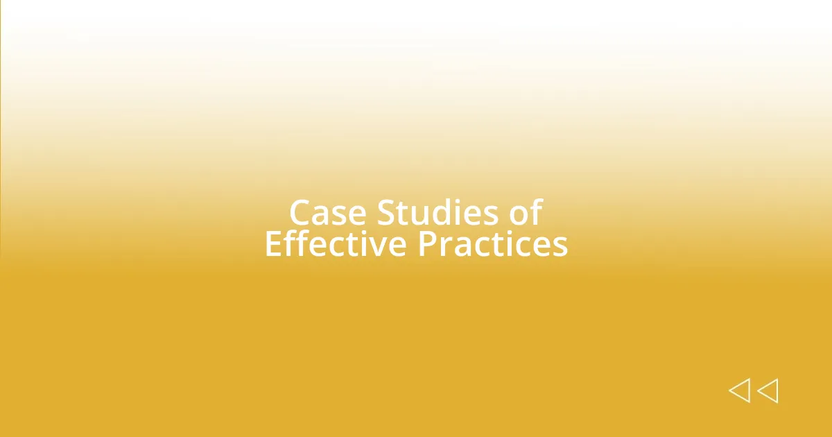 Case Studies of Effective Practices